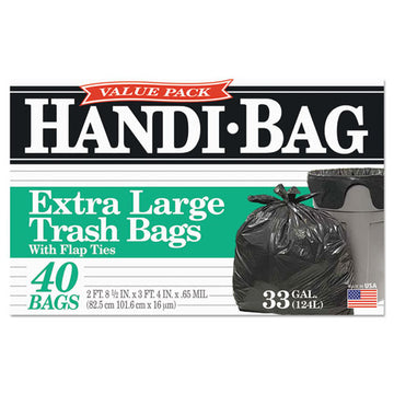 Handi-Bag® Super Value Pack, 33 Gal, 0.65 Mil, 32.5" X 40", Black, 40-box freeshipping - TVN Wholesale
